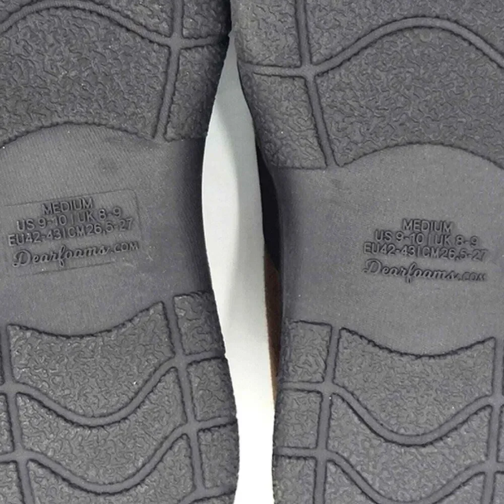 Dearfoams Gel Infused Memory Foam Slippers Brown Faux Suede Men Medium Size 9-10